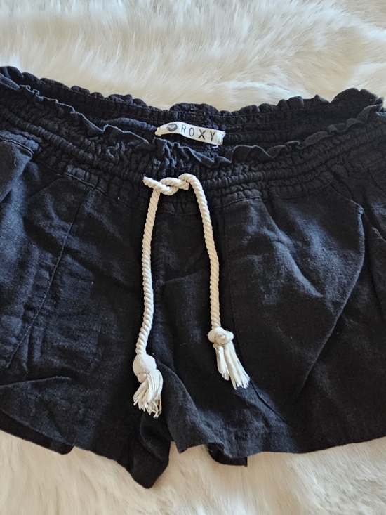 Roxy Pants - Roxy Black Athletic Shorts with White Rope Drawstring